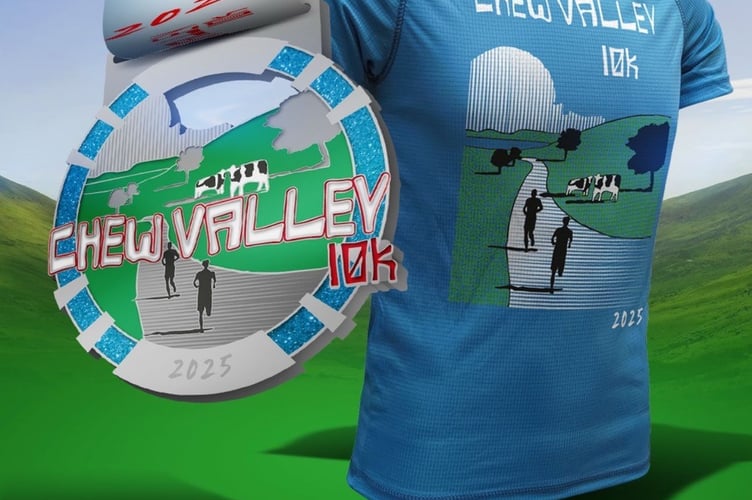 The design of the T-shirt and medal for the Chew Valley 10k.