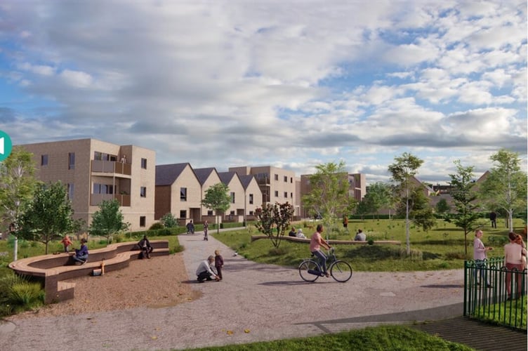 CGI of the new homes viewed from Queen's Road (Image: Curo)