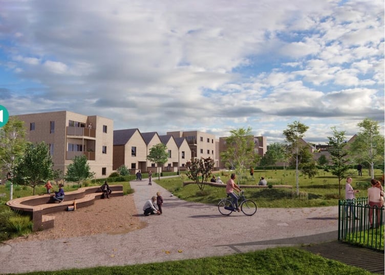 CGI of the new homes viewed from Queen's Road (Image: Curo)