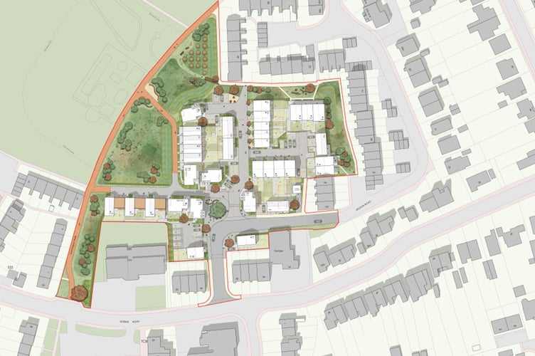 Site plan of the new development at Tintagel Close (Image: Curo) - free to use for all partners