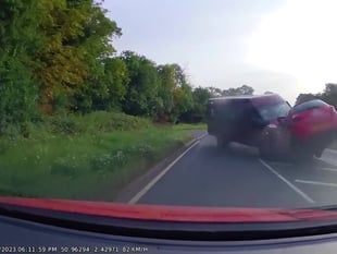 Shocking video shows moment bus is driven into oncoming traffic 