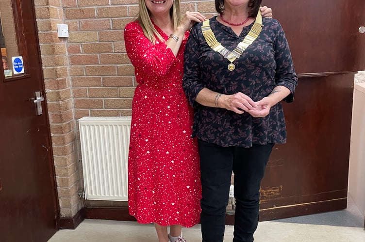 From left to right:, Julia Ball (Outgoing Chair of Norton Radstock Tangent) Lesley Barber (new Chair)
