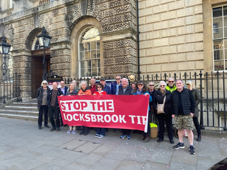 Protestors from the Stop the Locksbrook Tip Campaign outside Bath Guildhall on April 9.