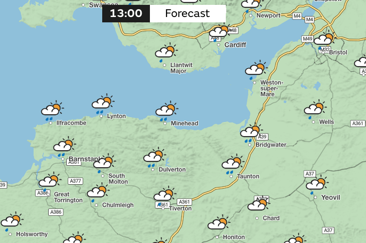 1pm forecast for Monday, May 12 in Somerset