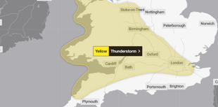 Thunderstorm warning for Somerset