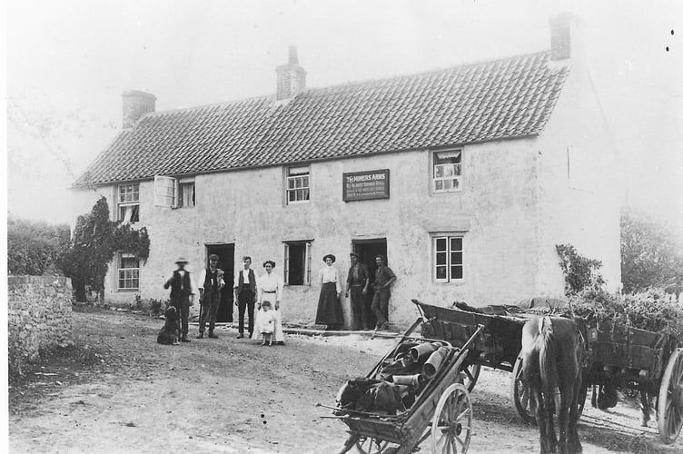 Last month’s photo was taken from the churchyard in the centre of West Harptree village in about 1880