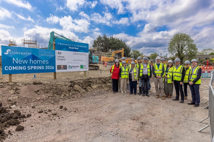 Stonewater representatives with members of Somerset Council and Frome Town Council at the Cherry Grove development in Frome.