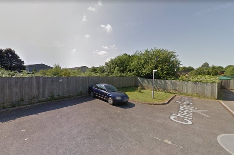 Planned entrance to new development of 24 homes on Cherry Grove in Frome.