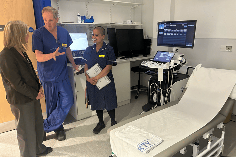 Wera Hobhouse MP being shown the RUH’s ultrasound facilities.