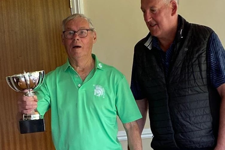 Fosseway captain Frank Dance (left) collects the Fosseway-Tickenham Trophy