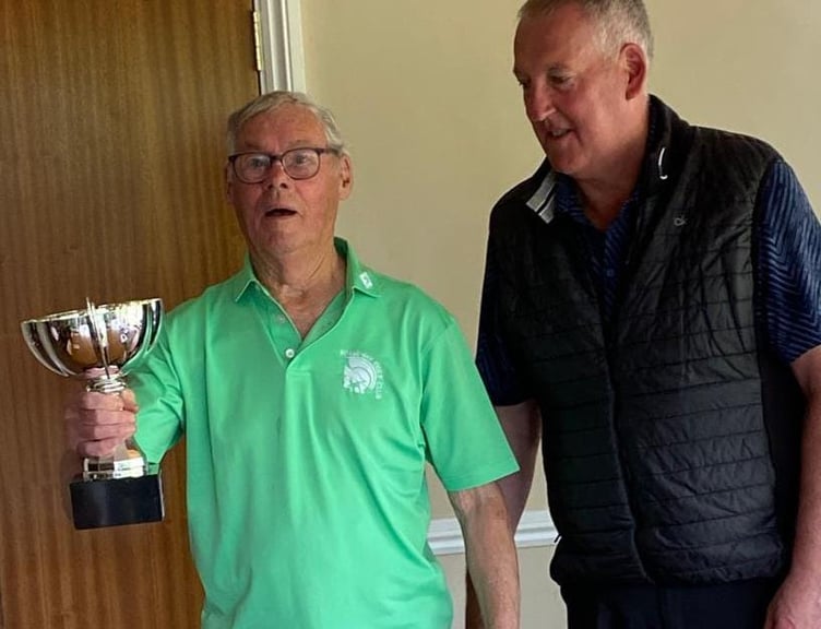 Fosseway captain Frank Dance (left) collects the Fosseway-Tickenham Trophy