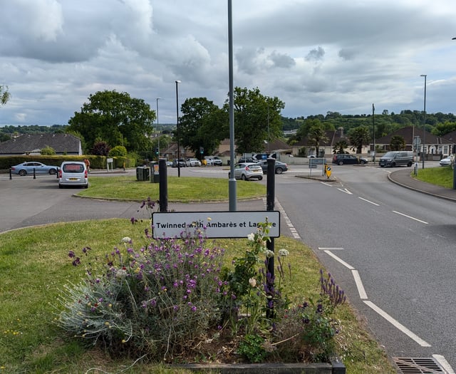 'Welcome to Frome' sign located by Midsomer Norton