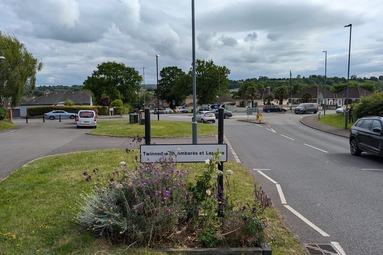 Where the 'Welcome to Frome' sign was once placed, on the B3355 between Midsomer Norton and Paulton