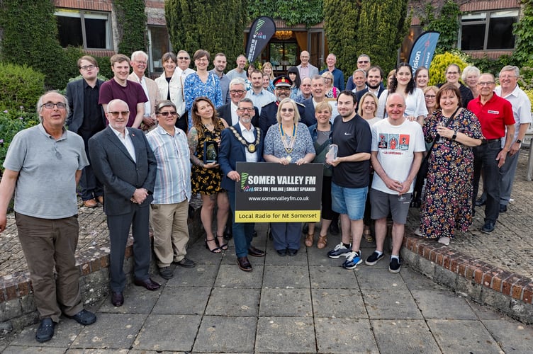 Group of Somer Valley FM volunteers and supporters receiving the King’s Award for Voluntary Service at The Centurion Hotel on May 16 2025