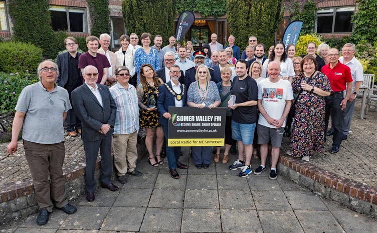 Group of Somer Valley FM volunteers and supporters receiving the King’s Award for Voluntary Service at The Centurion Hotel on May 16 2025