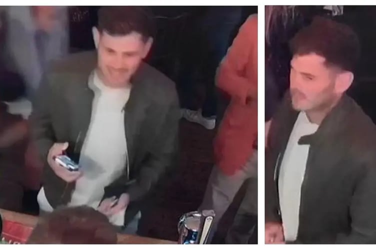 A CCTV image of a man police would like to speak to in relation to an assault at a pub in Bath