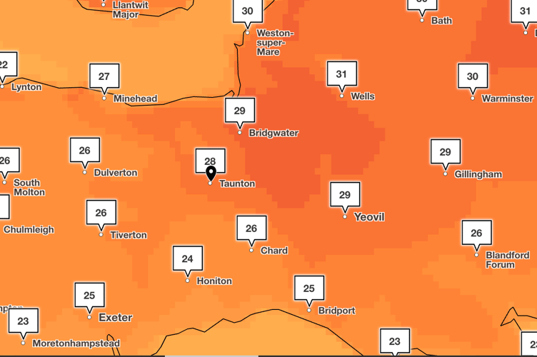 The UK Health Security Agency and Met Office have issued a yellow heat-health alert for Somerset as temperatures are expected to soar to 30°C this weekend, posing risks to vulnerable individuals.