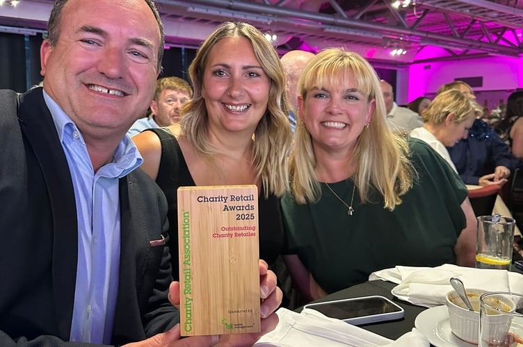 John Broomhead, Sally McCleary and Susan McLeod from the retail team at St Peter's Hospice