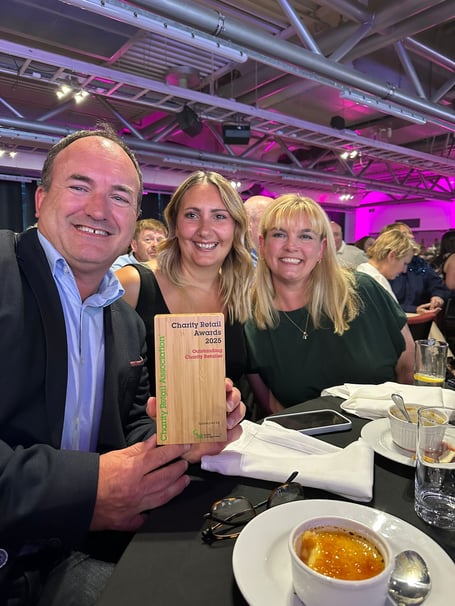 John Broomhead, Sally McCleary and Susan McLeod from the retail team at St Peter's Hospice