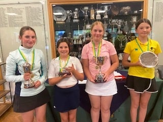  Mendip girls Maisie Dezis, Tilde Rocker-Cook, Libby Dezis and Lauren Morris who all won trophies at the recent Somerset Girls Championships