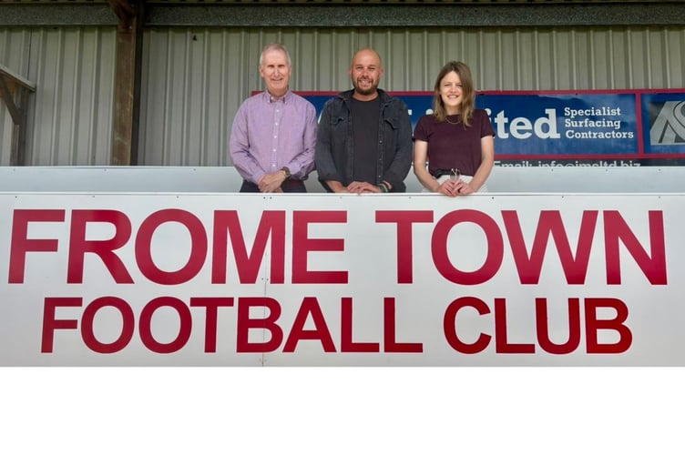 Handing the keys over to Badgers Hill (l-r)FTC's Peter Wheelhouse, Stadium Manager Alex Silk and Leader of FTC Cllr Fiona Barrows