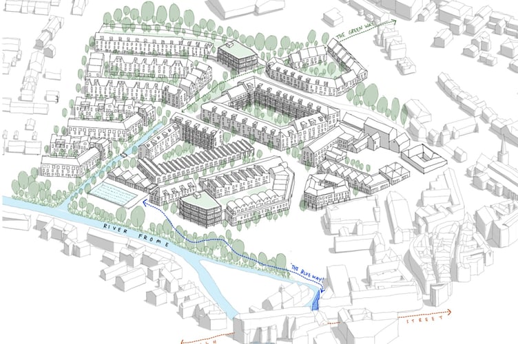 Masterplan for the Mayday Saxonvale regeneration scheme in Frome.