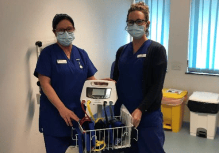 Vicky and Katie with the new Doppler machine at St Chads