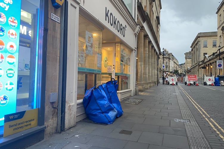 Bags of business waste on Stall Street in Bath