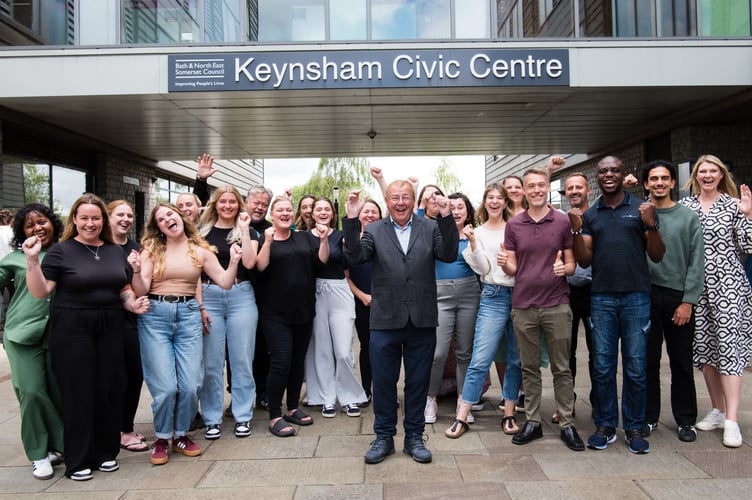 Councillor Paul May (centre) with members of the council’s Children’s Services team.
