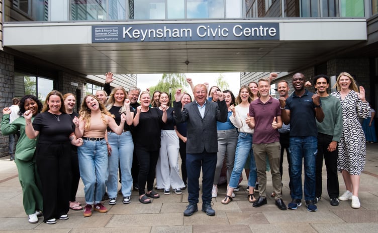 Councillor Paul May (centre) with members of the council’s Children’s Services team.