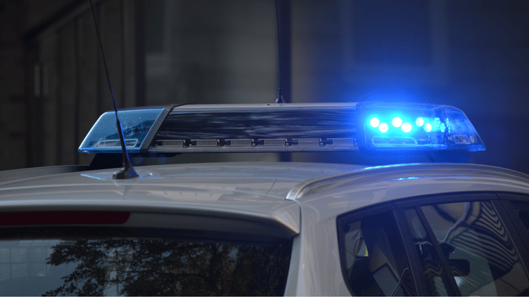 Police car lights arrest stock