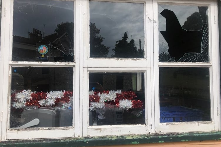 Part of the damage included a window being smashed in a wooden building on the site.