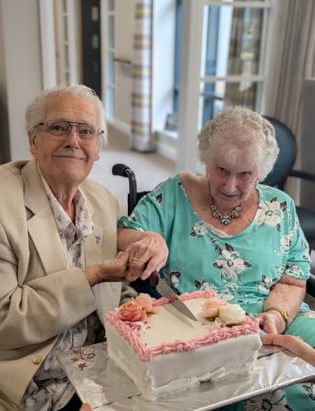 Desiree and Alfred Davis celebrate 68 years of marriage at Somer Valley House with family and friends.