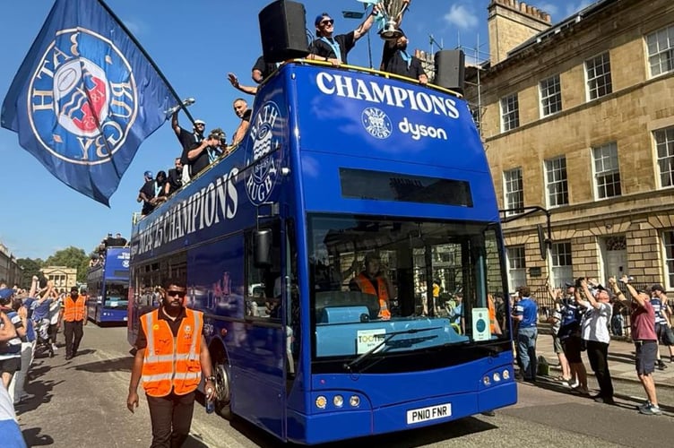 Bus-top parade held for Bath Rugby's victory in the Gallagher Premiership Champions Victory Parade.