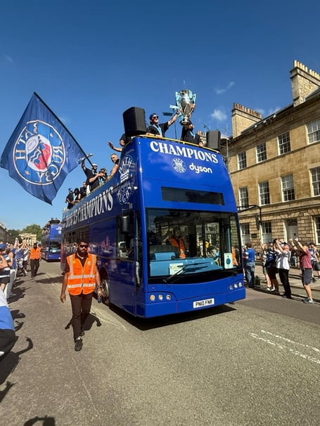 Bus-top parade held for Bath Rugby's victory in the Gallagher Premiership Champions Victory Parade.