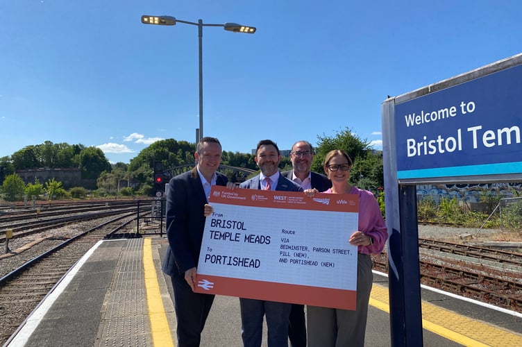 Left to right) North Somerset Council leader Mike Bell, North Somerset MP Sadik Al-Hassan, Bristol City Council leader Tony Dyer, and West of England Helen Godwin