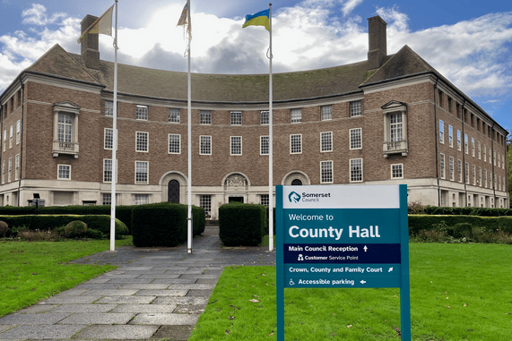 County Hall, Taunton, headquarters of Somerset Council.