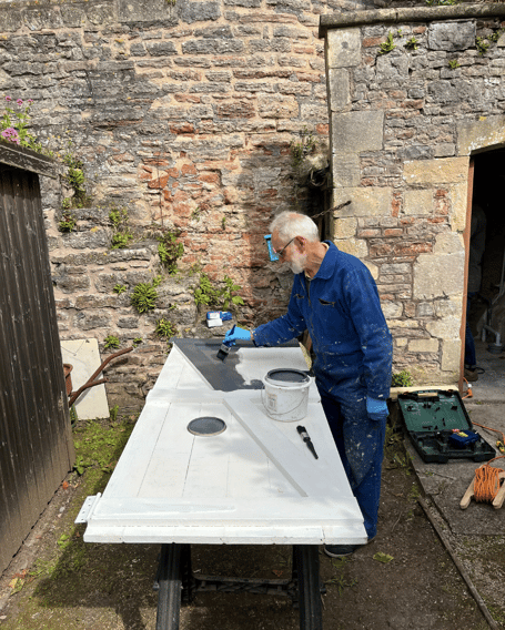 A volunteer working at Bishops Palace, Wells