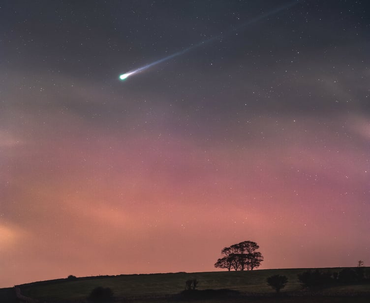 A skywatcher has captured a jaw-dropping view of a comet from Somerset. Josh Dury used clever camera techniques to document the scene from the Mendip Hills as Comet C/2025 A6 (Lemmon) streaked through the sky. The comet is currently brightening in the night sky and can be seen over the UK as it approaches its closest point to Earth on October 21. He said: "I took this last Sunday ahead of anti-cyclonic gloom, mist and fog and was able to confirm it through aurora reports that evening." Working with challenging dark sky photography, Josh stacked ten images taken at the scene and applied minor contrast and saturation adjustments to reveal faint detail of the cometâs extended tail.