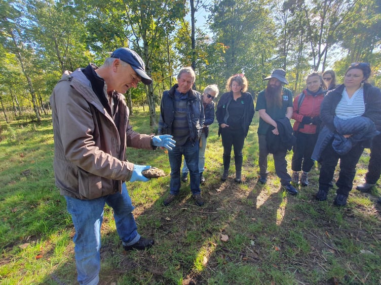 Members of CVRP being shown round Yeo Valley’s Hazel Manor woodland pasture.