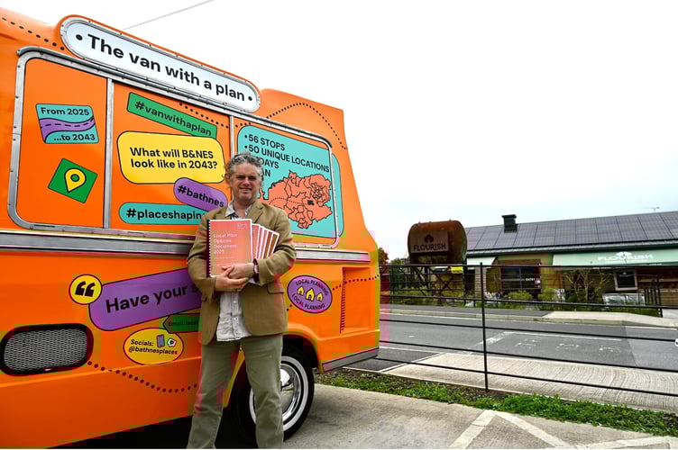 Bath and North East Somerset Council cabinet member Matt McCabe with the van with a plan. (Picture: Bath and North East Somerset Council)