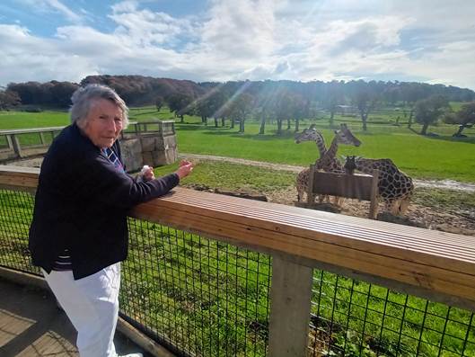 Mima Guy, a resident of Rossetti House, fulfilled her dream visit to Longleat Safari Park, reconnecting with cherished memories and wildlife experiences.