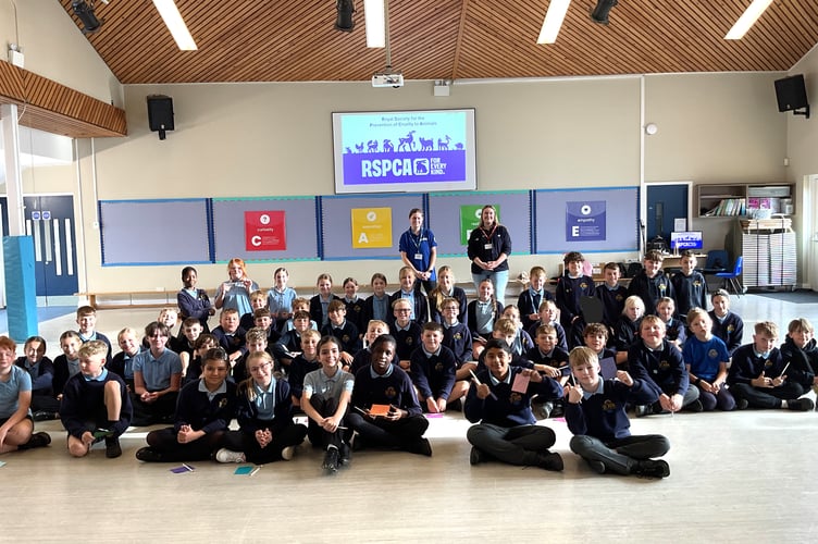 Representatives from the RSPCA visit Peasedown St John Primary School.