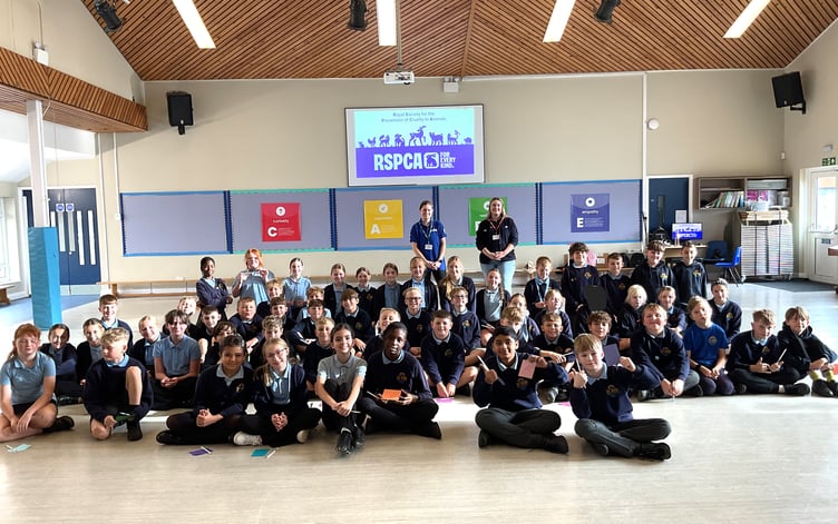 Representatives from the RSPCA visit Peasedown St John Primary School.