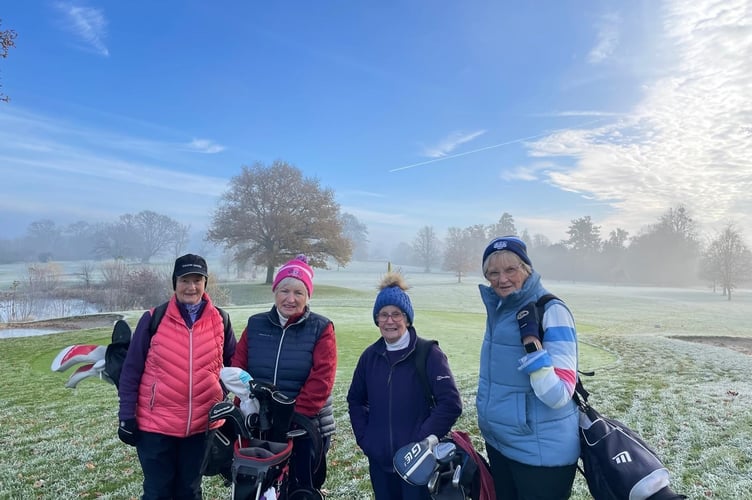 Lady Captain's favourite photo - hardy Orchardleigh Ladies playing golf on a frosty morning