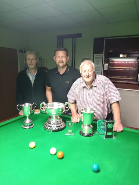 Left to right: Paul Hunt, Ros Summers (Bath League singles championship), and Howard Jones.