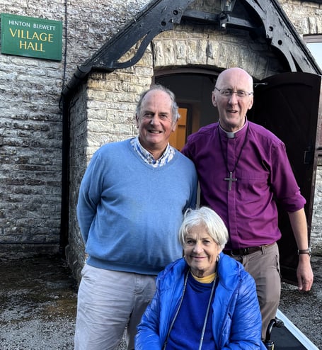 Bishop Michael Beasley is pictured with other participants at the end of day one of the Bath Abbey to Wells Cathedral walk