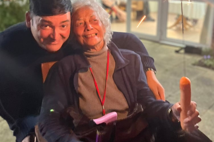 Family coming together - Rowenna and her son during the bonfire night event at Kingfisher Lodge Care centre