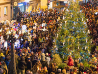Festive lights switch-on illuminates town