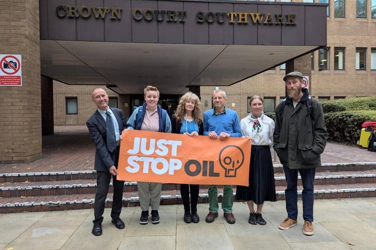 Councillor Michael Dunk, third right, has been sent to prison for his role in Just Stop Oil protests.